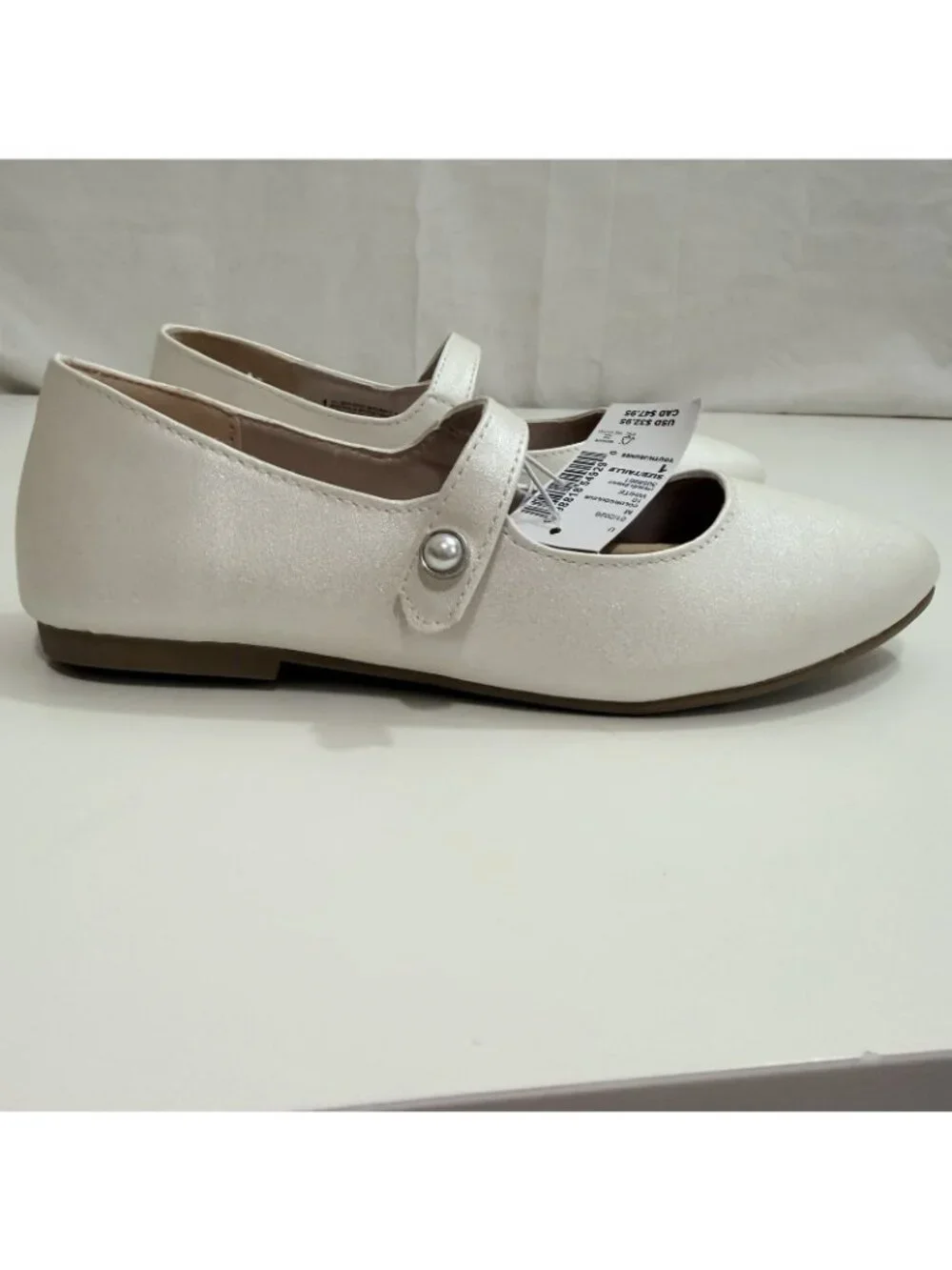 The Children’s Place Girls Glitter Ballet Flat In White Size 1